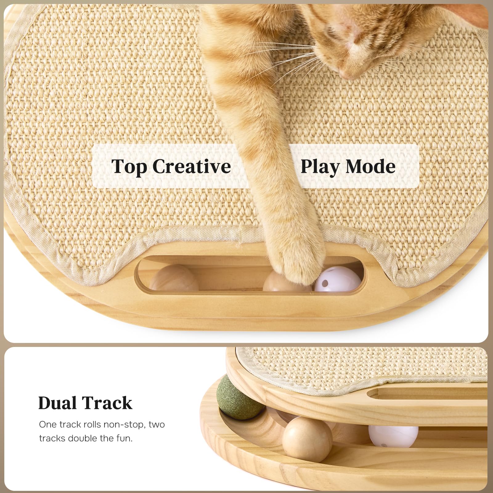 ZOMISIA ball track detail with wooden and bell balls for active stimulation