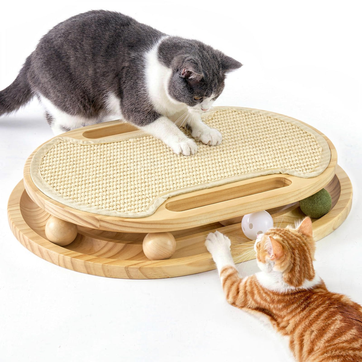 ZOMISIA front view showing wood frame and sisal pad, durable play surface