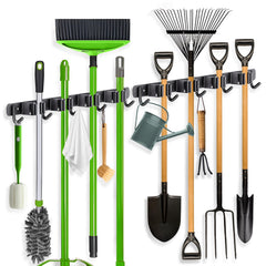 ZONGOOL front view of mounted rack showing organized brooms and mops for tidy storage