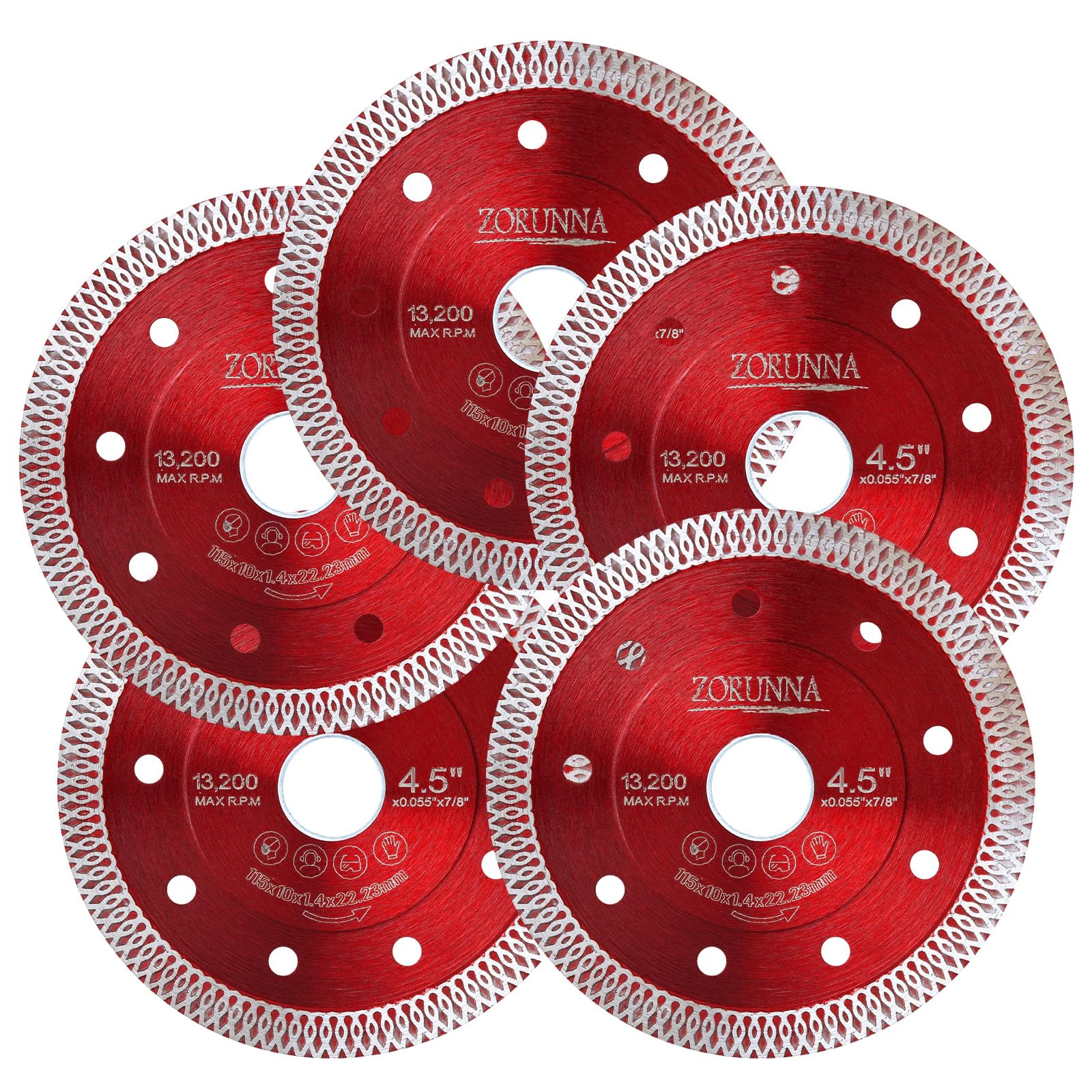 ZORUNNA front packaging showing five 4.5-inch blades and benefits