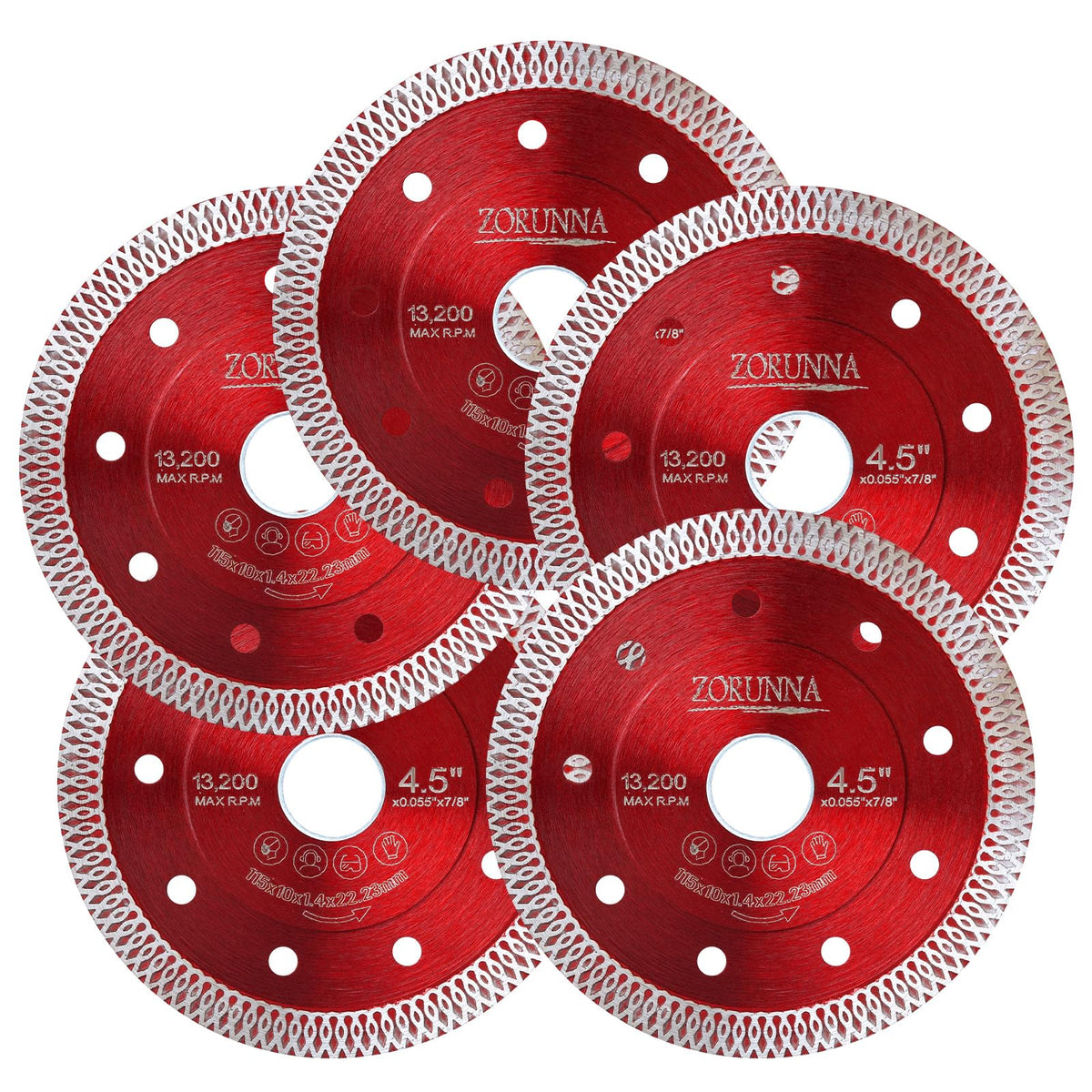 ZORUNNA front packaging showing five 4.5-inch blades and benefits