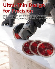 ZORUNNA blade in angle grinder cutting tile demonstrating clean cuts
