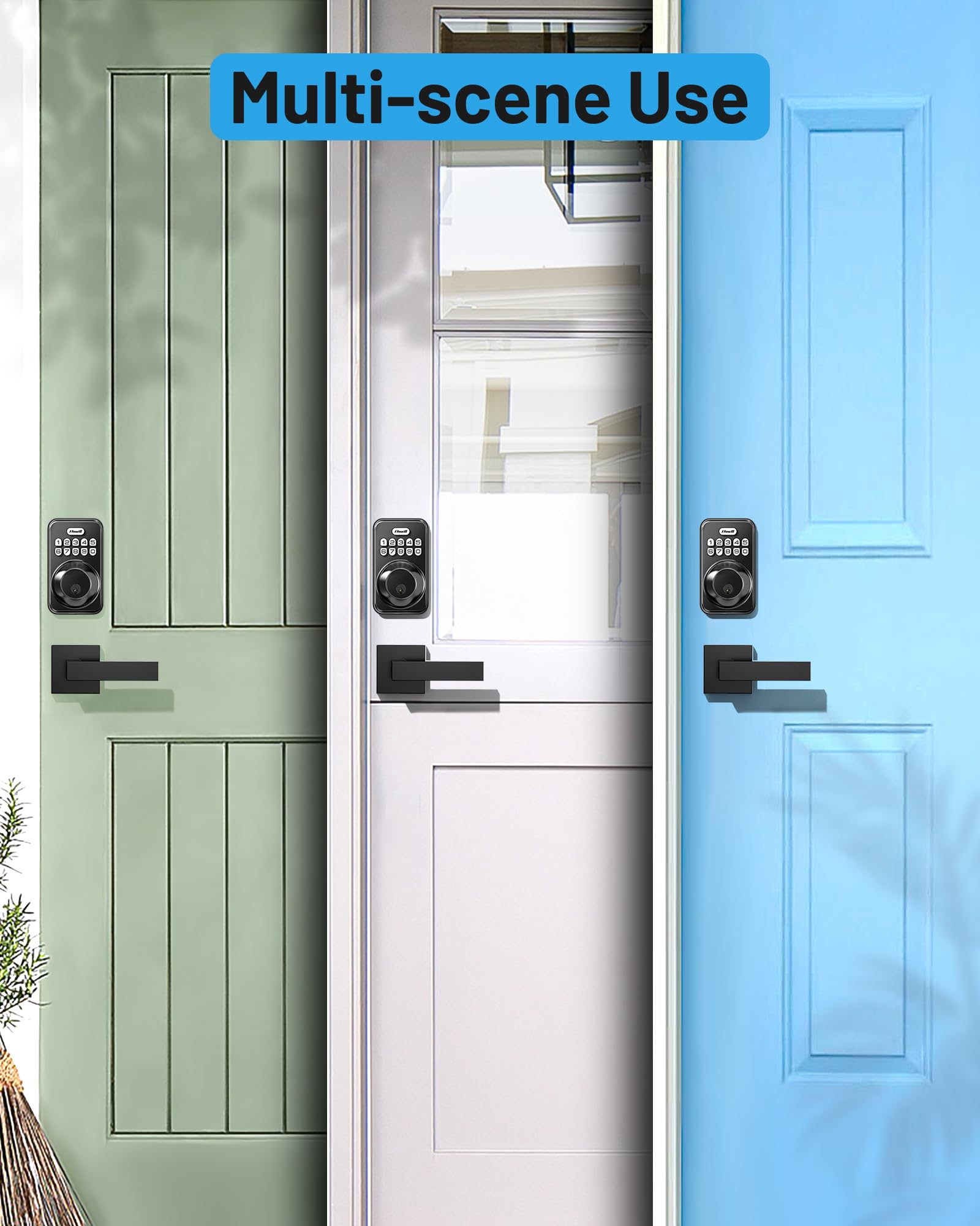 Zowill lock beside a ruler showing size for easy door-prep compatibility