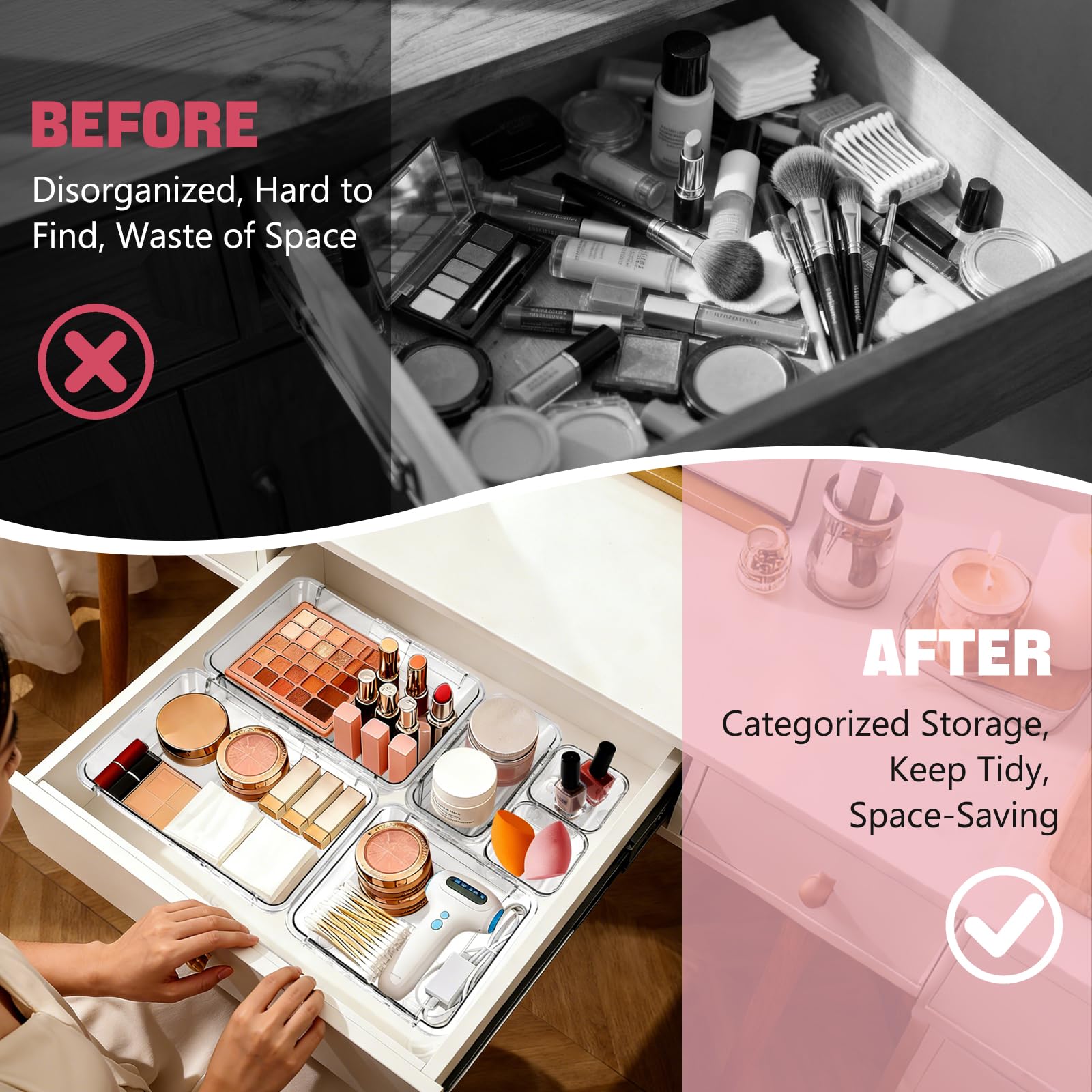 Zquilabon organizers inside an open drawer showing visibility and quick access benefit