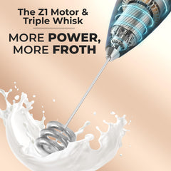 Zulay Kitchen frother creating creamy milk foam in a mug offering café-quality topping