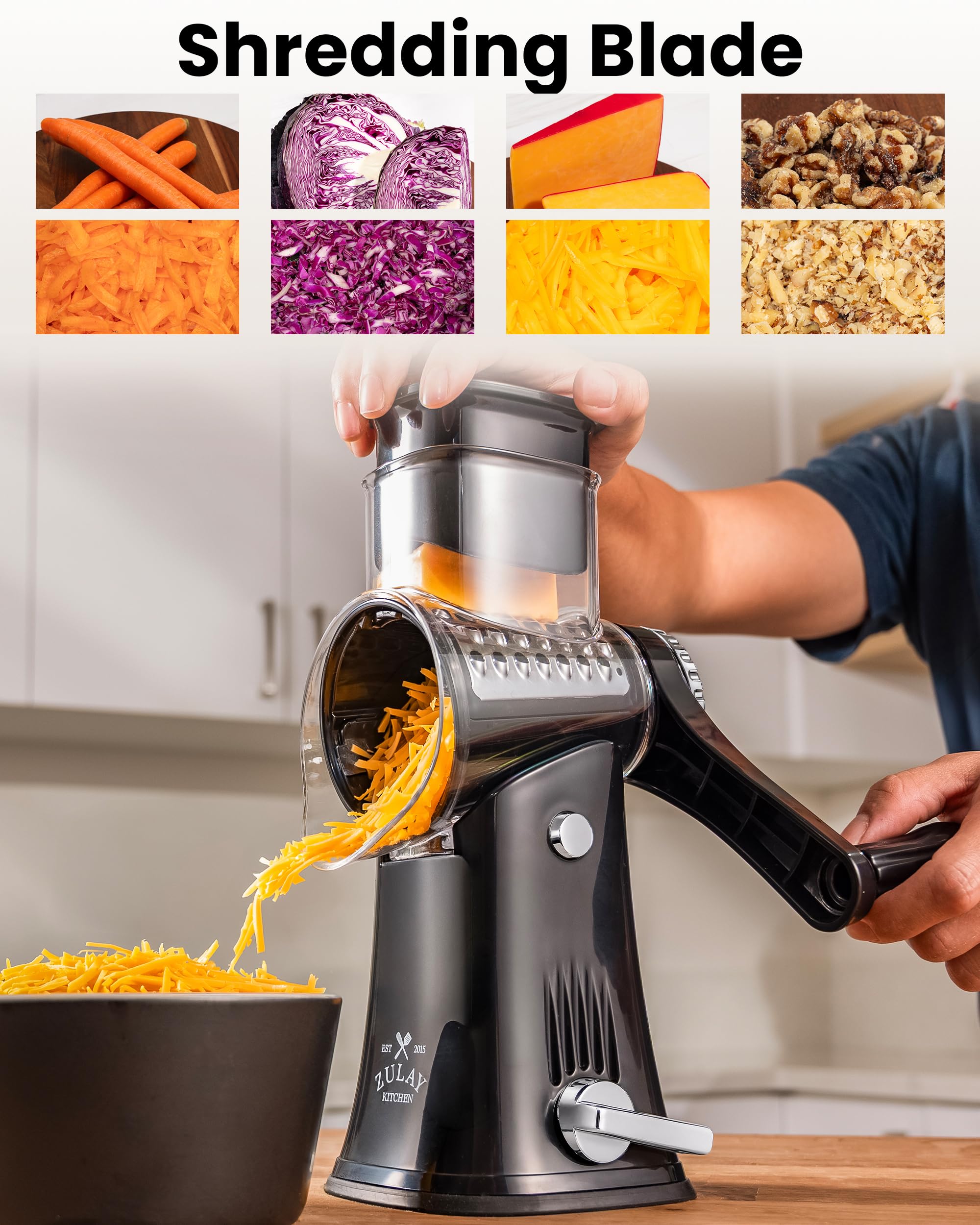 Zulay Kitchen suction base detail showing strong hold for stable, slip-free operation