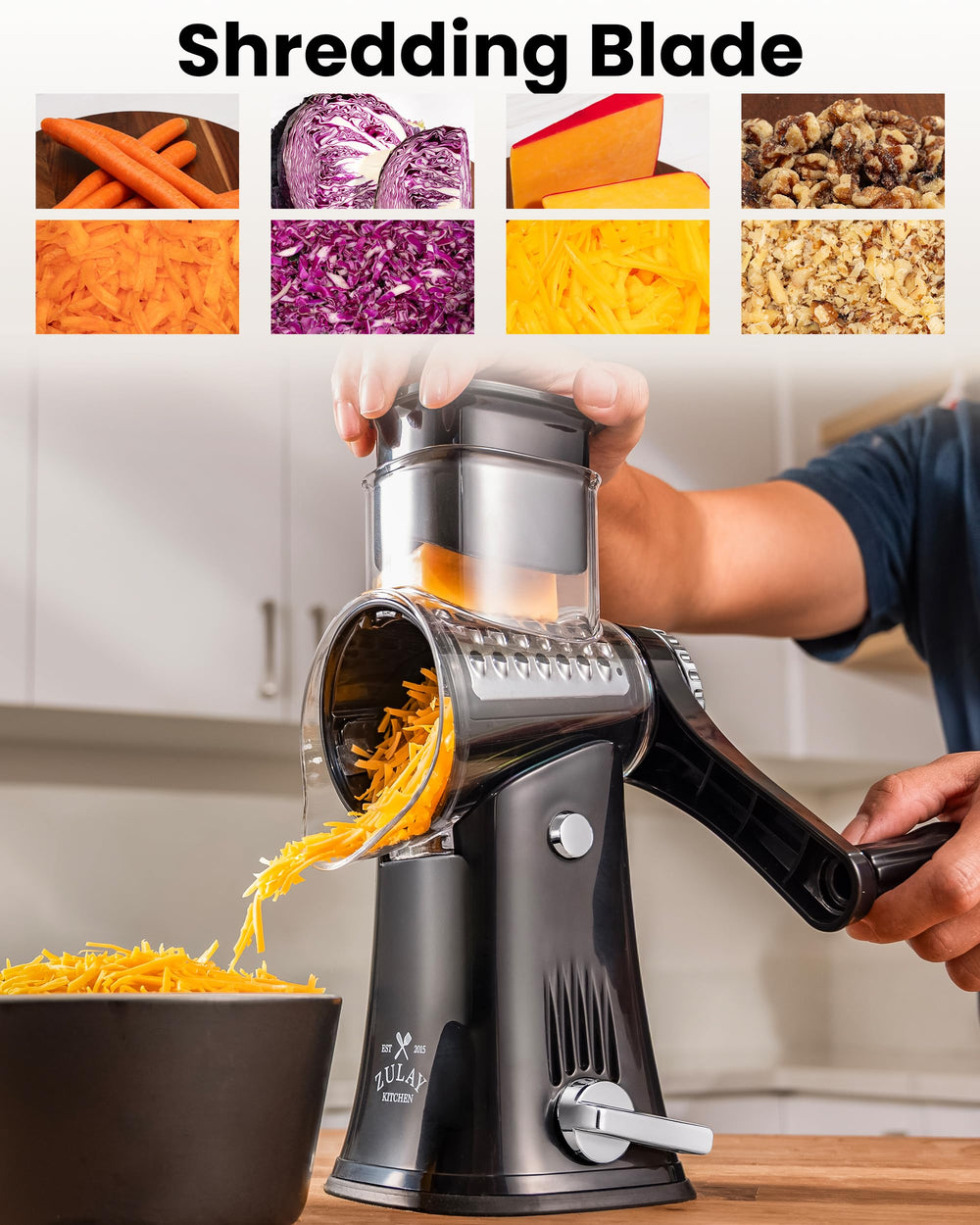 Zulay Kitchen suction base detail showing strong hold for stable, slip-free operation
