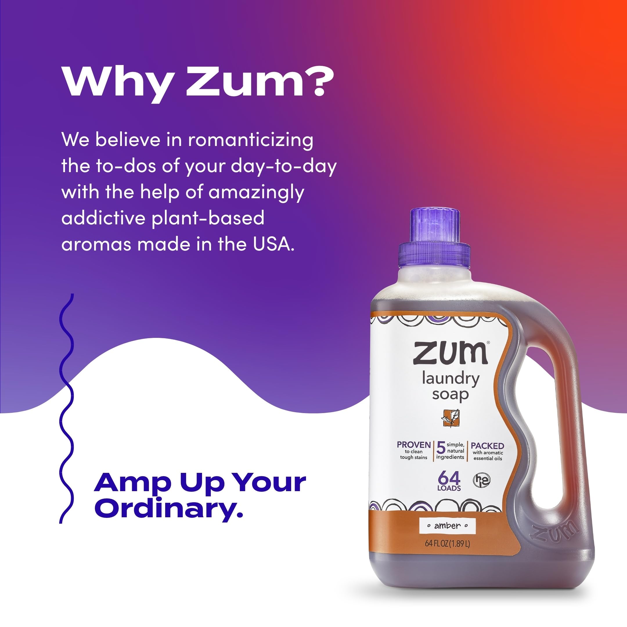 Laundry basket with clothes washed using Zum Amber conveying fresh scent and gentle clean