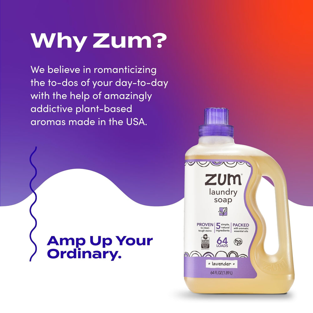 Zum bottle on shelf in laundry room conveying clean fresh linens