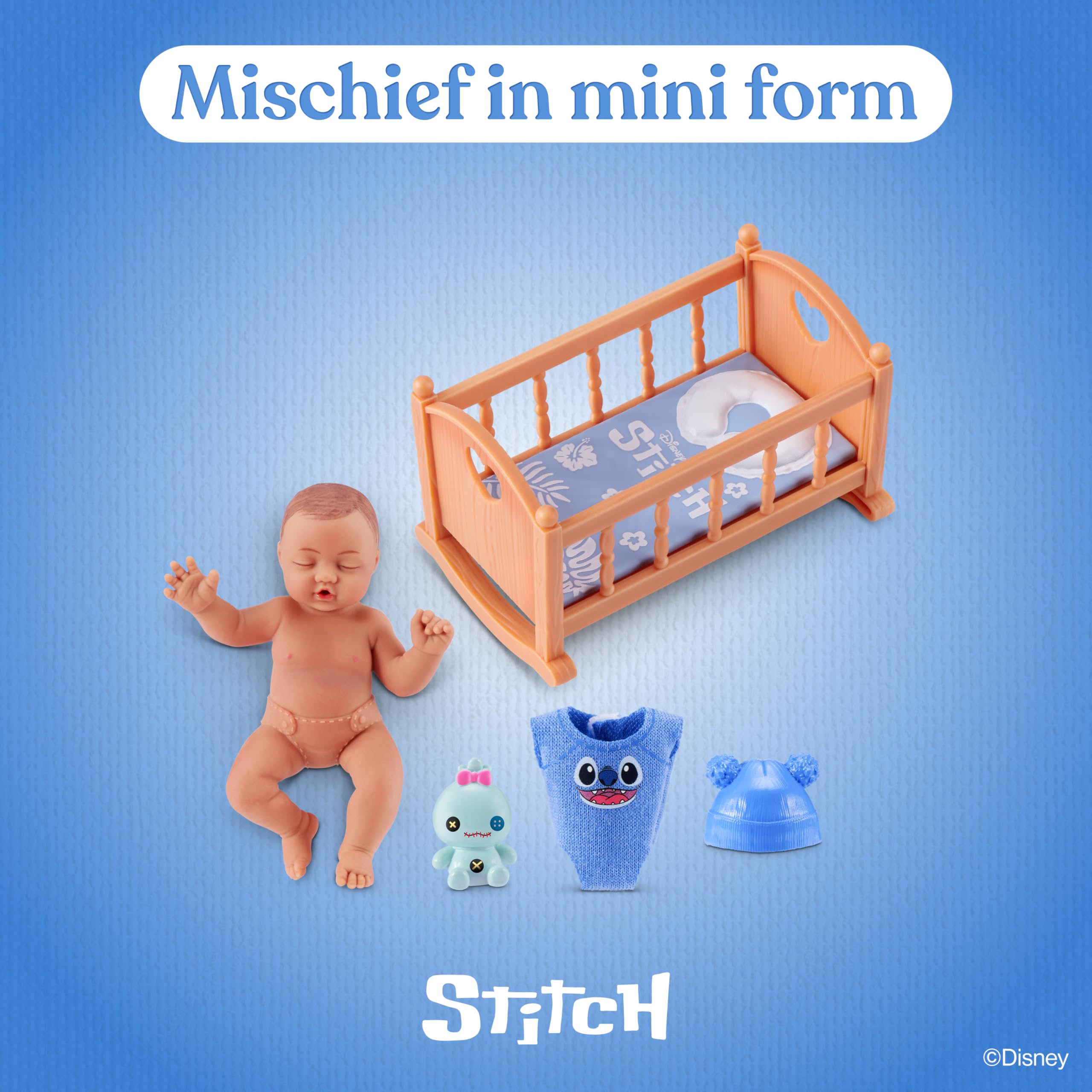 ZURU MY MINI Stitch crib accessory illustrating colorful design and display value