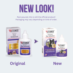 Zymox enzyme system detail highlighting natural action for ear debris control