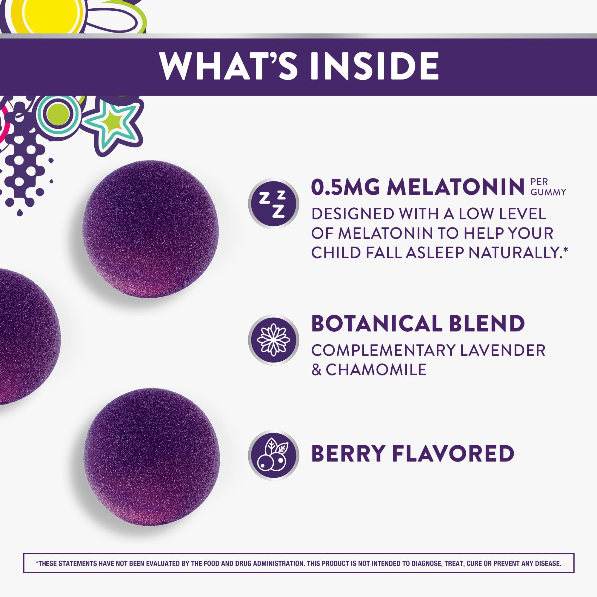 ZzzQuil close-up of gummy texture highlighting chewable, kid-friendly formulation